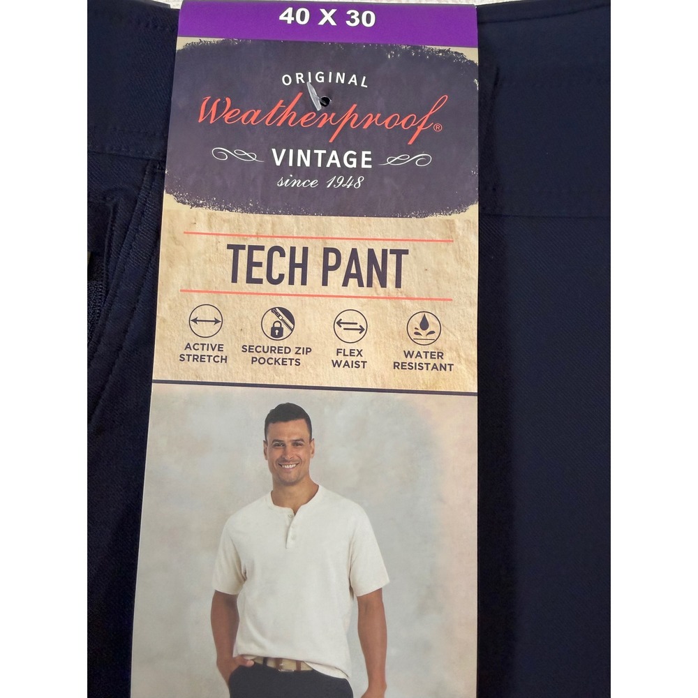 Weatherproof Vintage Mens Tech Pant 40x30 Navy Blue Water Resistant Gorpcore
